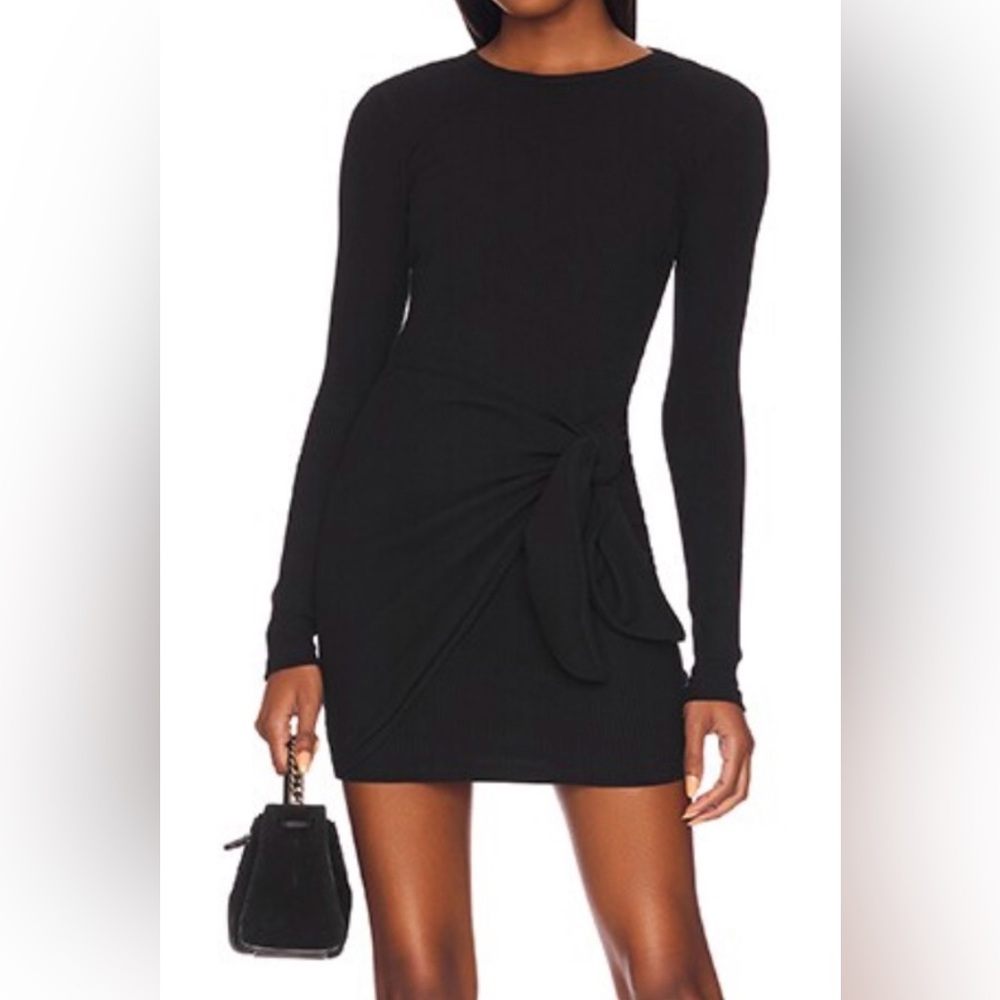 Superdown Dana black ribbed mini dress, small